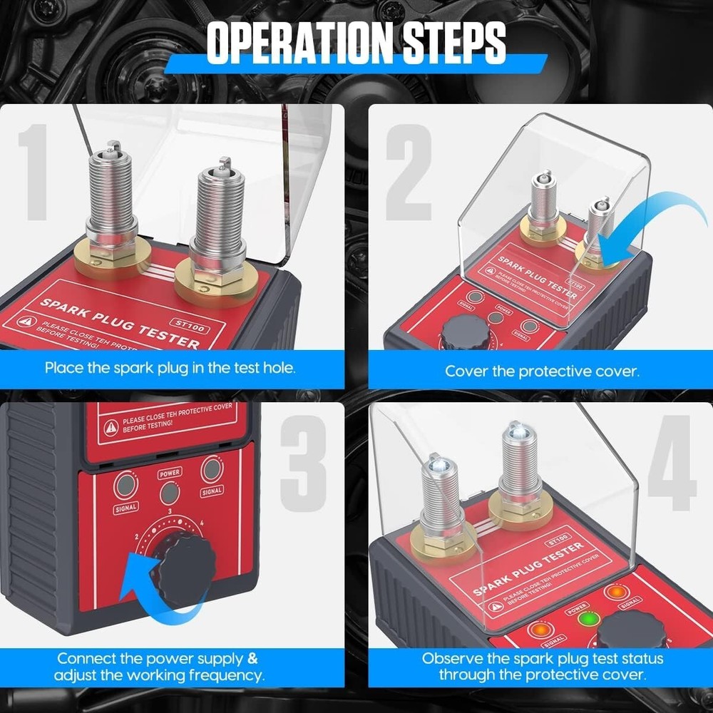 Durable Spark Plug Tester - Simultaneous Testing with Indicator for Engine Care