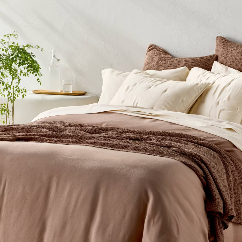 Queen 400 Thread Count Percale Sheet Set Natural - Casaluna