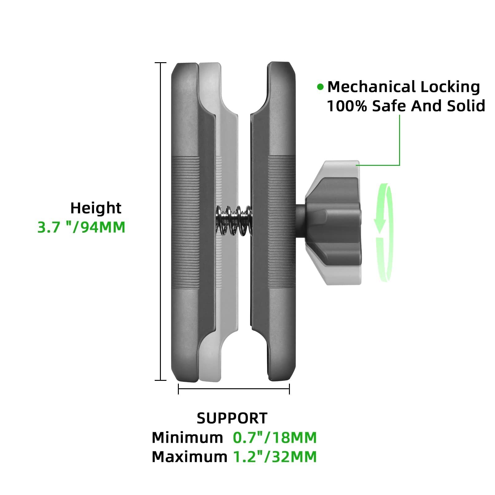 FANAUE Double Socket Arm Compatible with B Size 1" Ball Components for RAM Mount