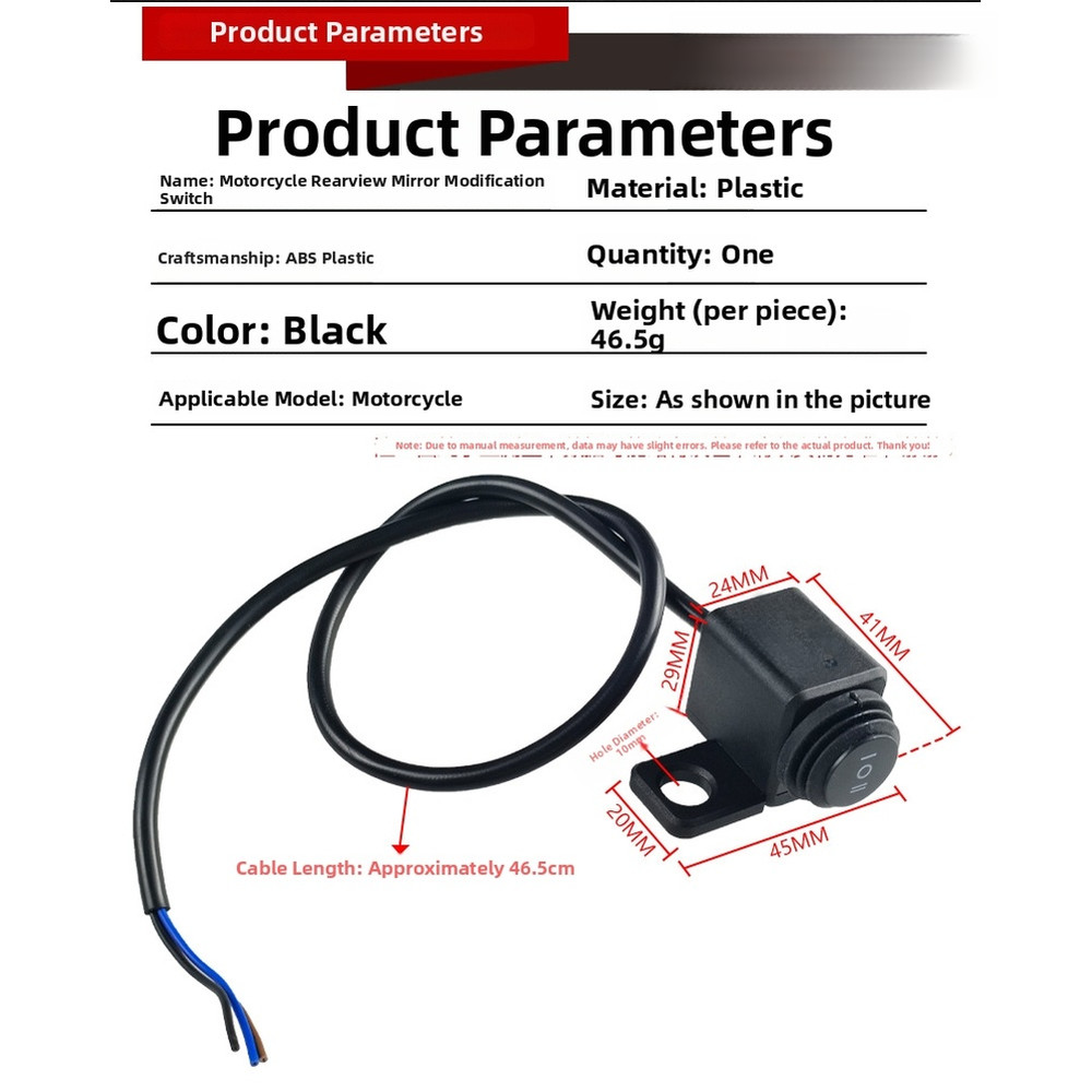 Plastic Motorcycle Rear View Mirror Switch Adjustable Fits Most M