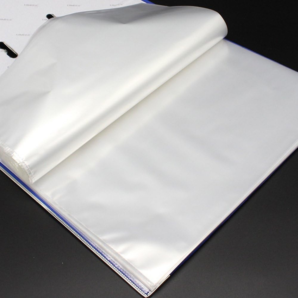 A4 Punched Pocket, 100 Pages/pack Transparent Document Folder Wallets Sleeves