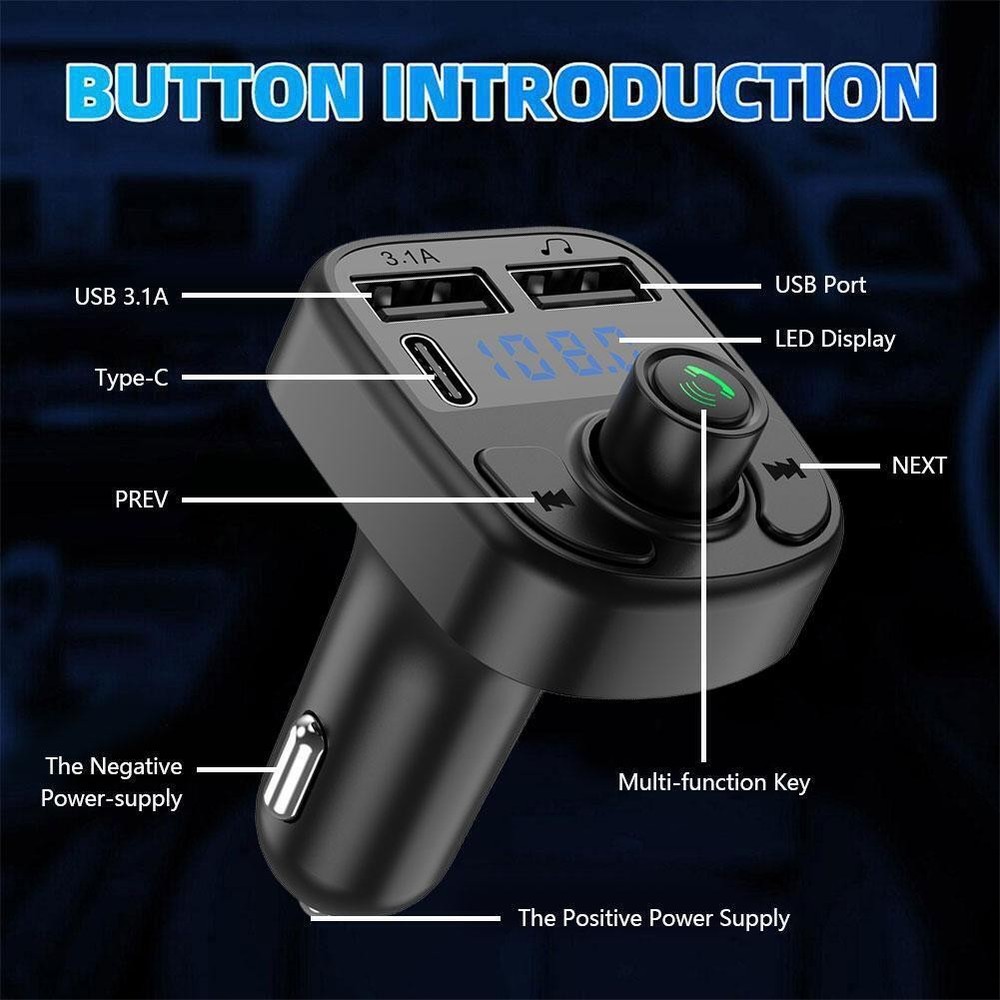 Bluetooth FM Transmitter Handsfree Car Kit Radio MP3 Q1K4 Adapter USB P2B2