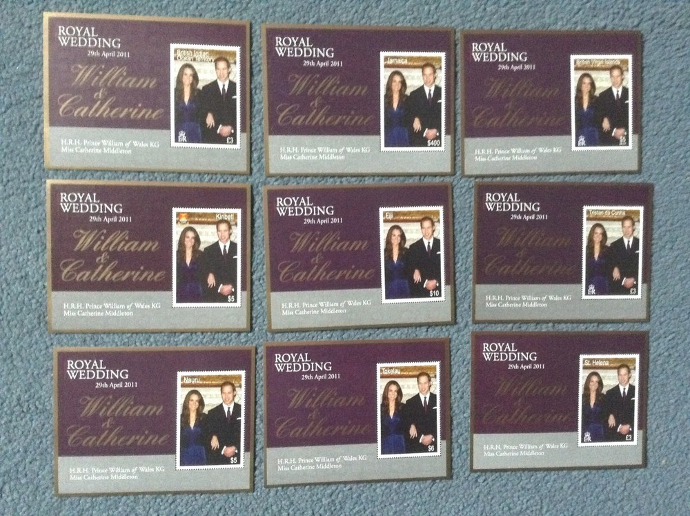 Assorted collection of NINE different Royal Wedding 2011 Mini sheets - All Mint