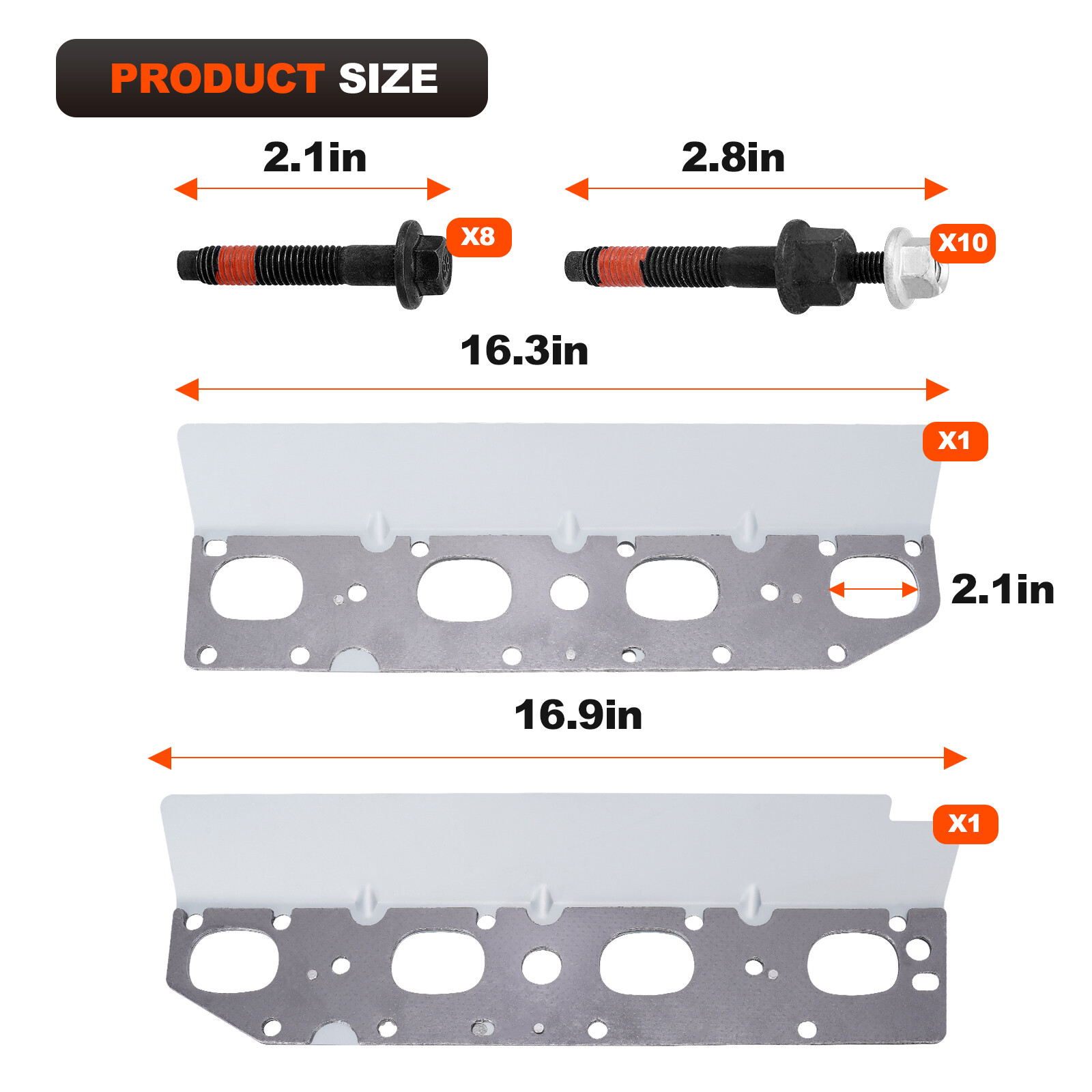 5.7 Exhaust Manifold Gasket Kit w/Bolt Nuts for 2009-2020 Dodge Ram Jeep 5.7L V8