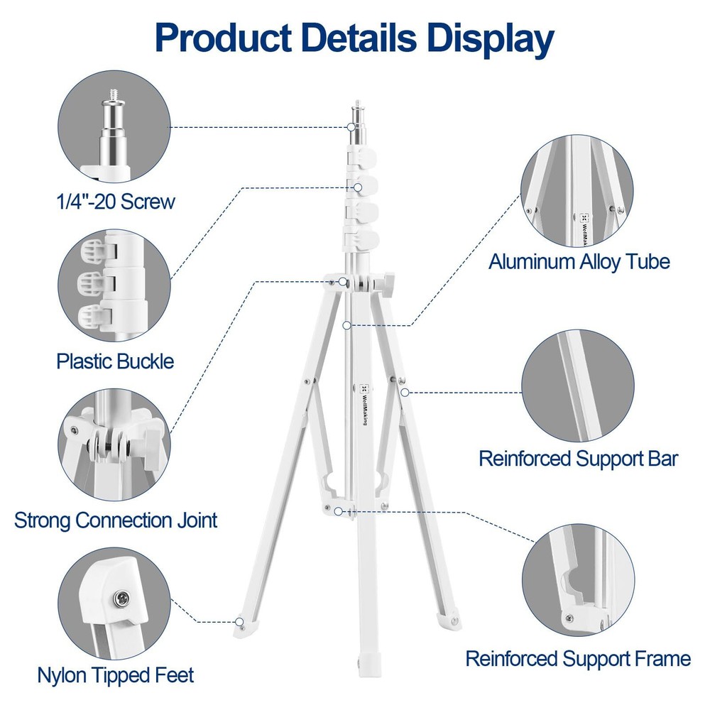 Light Stand 72 Inches Led Light Stand Reverse Folding Light Tripod For Photograp