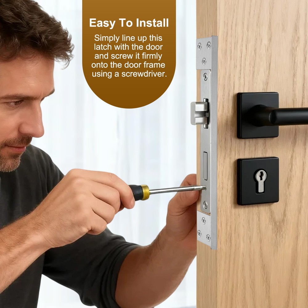 Door Latch Guard Plate, 11" Door Security Protector Shield, Black