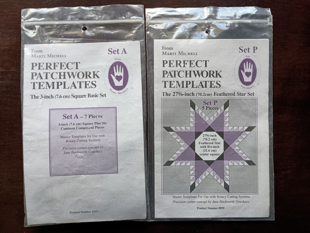 Perfect Patchwork Templates - Lot of 2 - Set A & P - Marti Michell