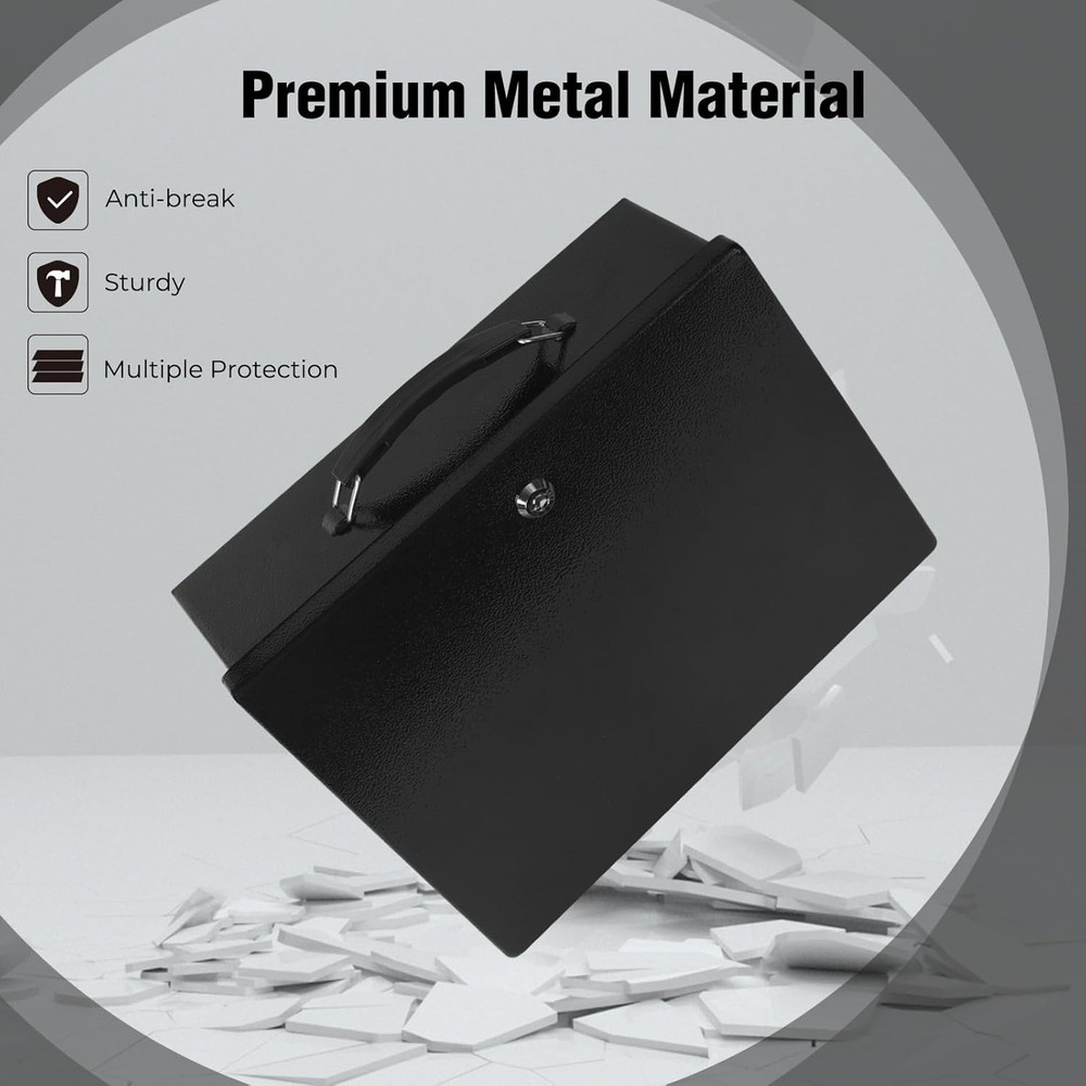 X-Large Fireproof Document Box, Portable Fire Resistant Safe Box with Key Lock