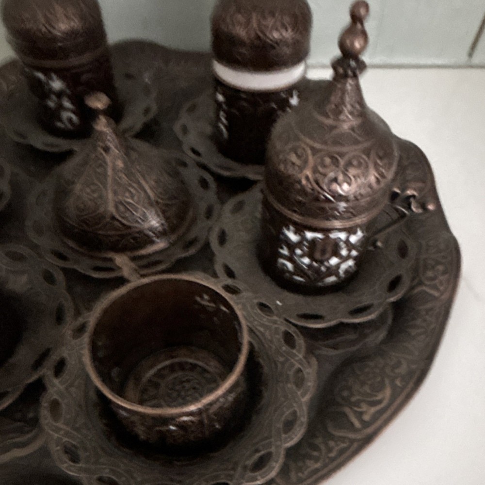 Turkish Middle Eastern Coffee Cup Set with Tray