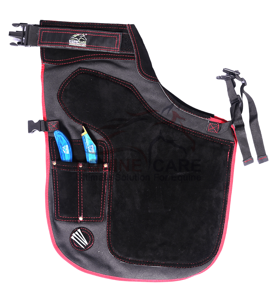 Farrier Apron Chaps with 4 Knife Pockets and 2 Nail Magnets with Back Support.
