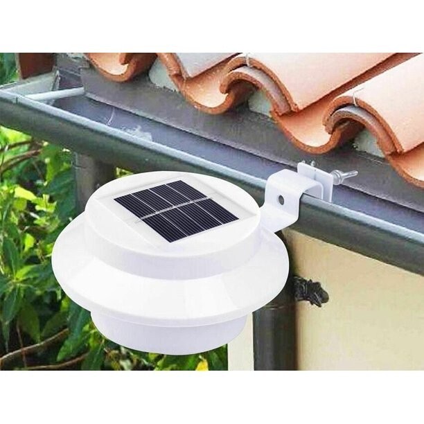 4 Pack Solar Powered LED Outdoor Gutter Lights with Brackets - Water Resistant
