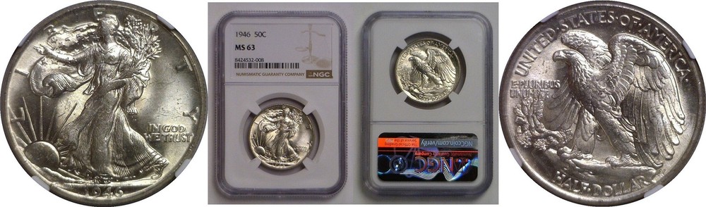 1946 Walking Liberty Half Dollar   NGC MS-63