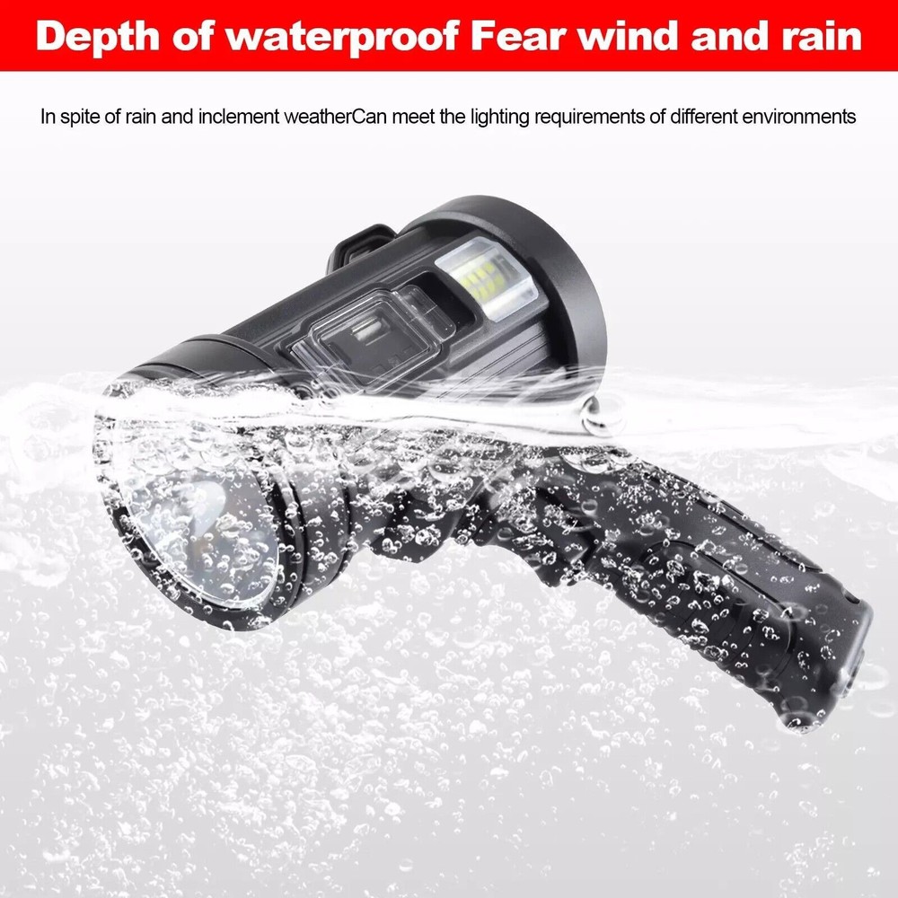 LED Flashlight 200000Lm Super Bright Searchlight Rechargeable Spotlight Handheld