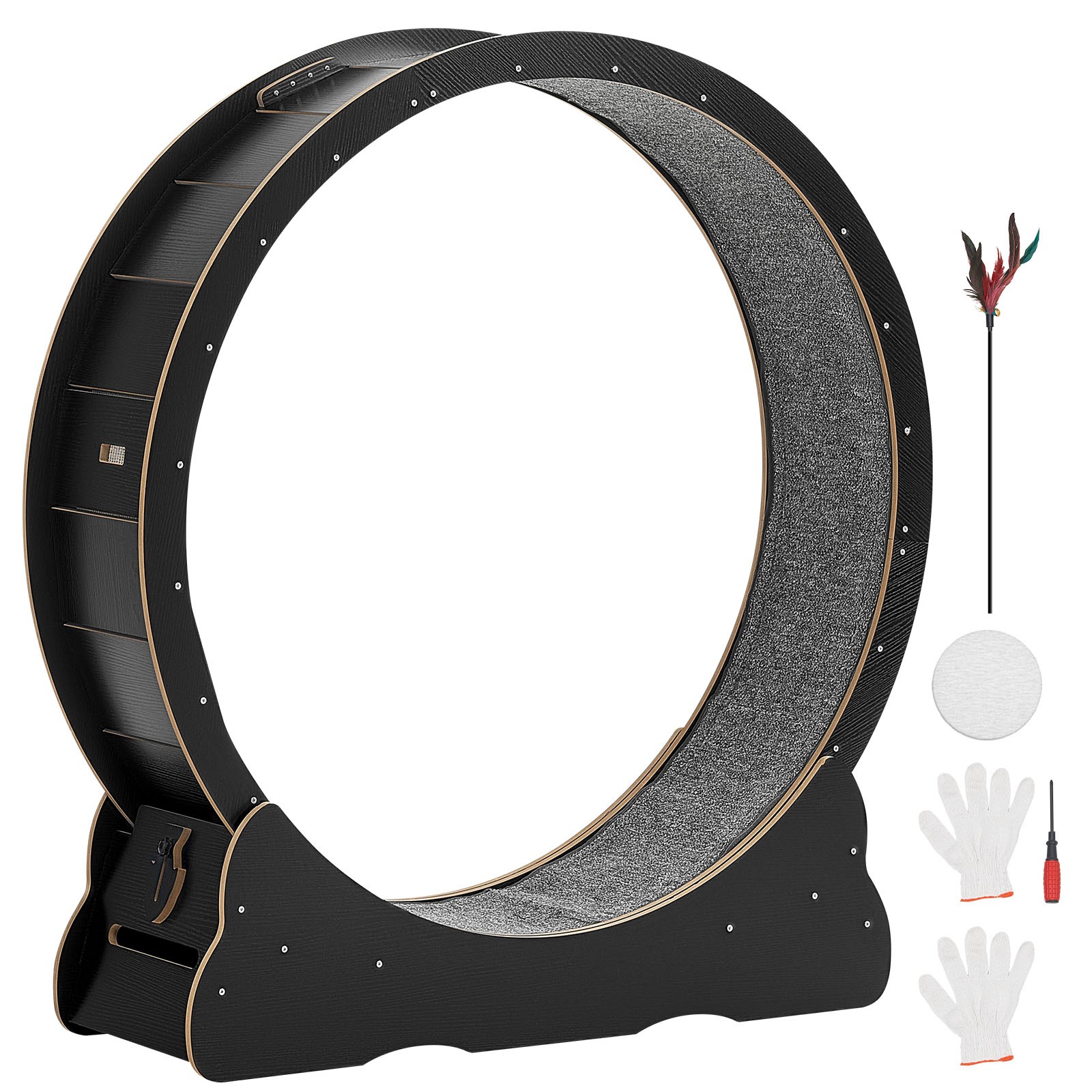 Uimoso 48in Wooden Cat Exercise Wheel with Carpeted Runway for Indoor Use