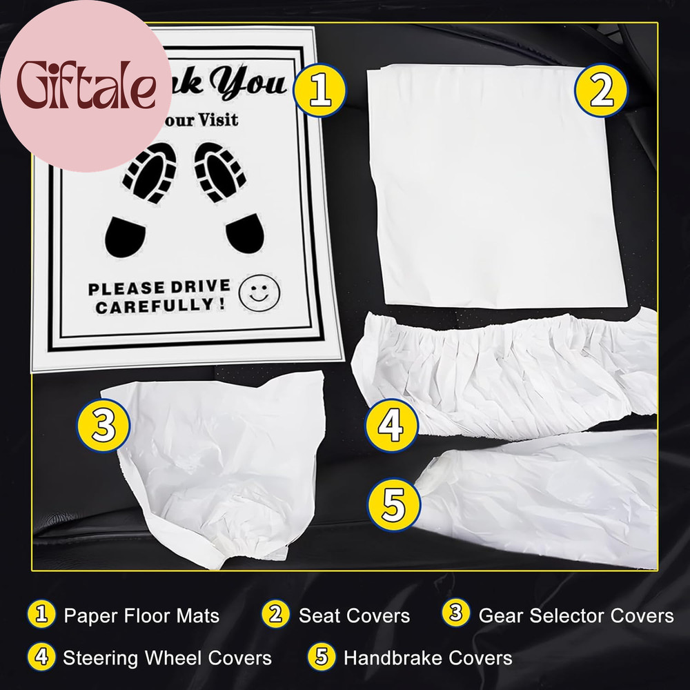 100Pcs Disposable Car Protective Covers Set 5In1 Plastic Car Interior Protector