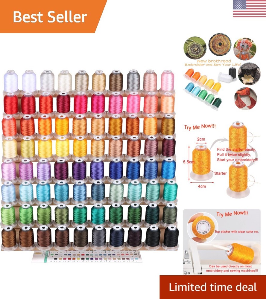 80 Spools Polyester Embroidery Machine Thread 500M - Colors Compatible with J...
