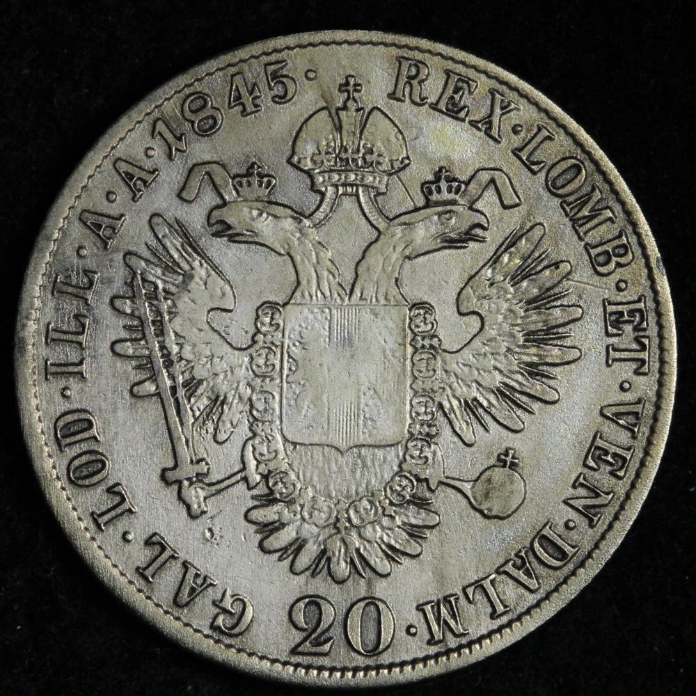 1845-C Austria Silver 20 Kreuzer E389 T