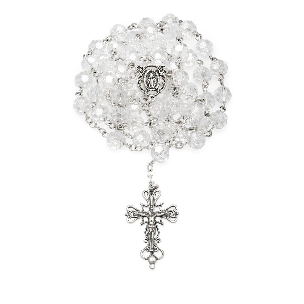 Miraculous Virgin Mary Sterling Silver Vatican Rosary Beads Catholic Necklace