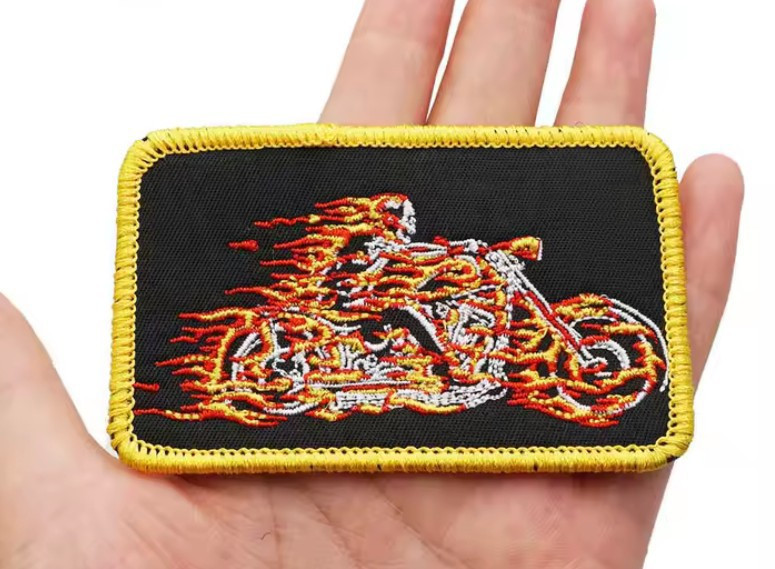 GHOST RIDER SEW OR IRON ON OBLONG PATCH.8.5 BORDERED MULTI COLOUR
