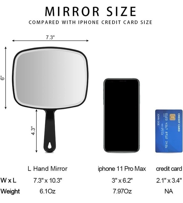 Rectangular Handheld Vanity Mirror with Black Frame for Makeup & Beauty, 10.3"x7