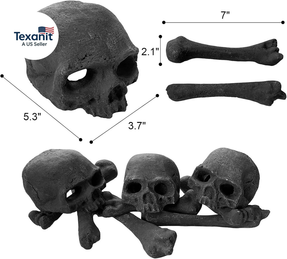 9 Pcs Ceramic Skulls for Fire Pit, Durable Reusable Fireproof Fire Pit Skull Log