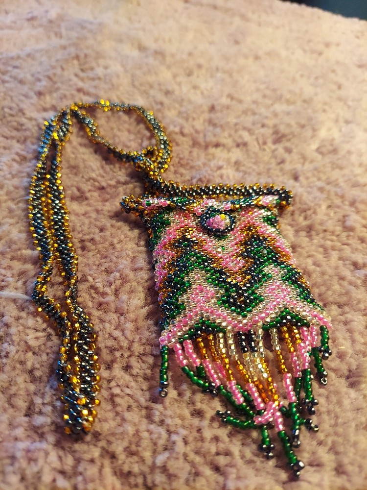 Native Patterned Beaded Neck Pouch