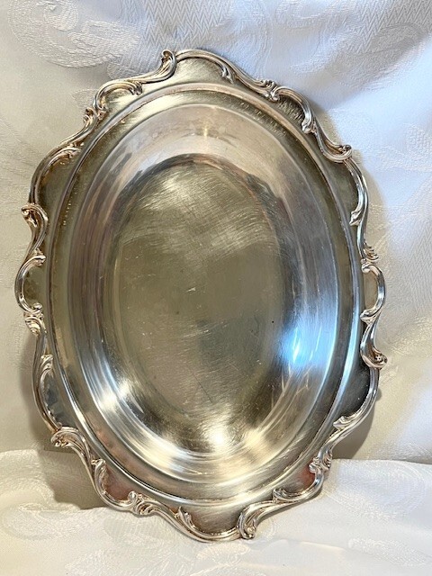 Silver colored Oval/ serving bowl