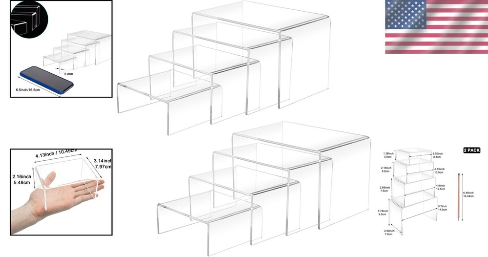 8-Piece Clear Acrylic Display Risers Set