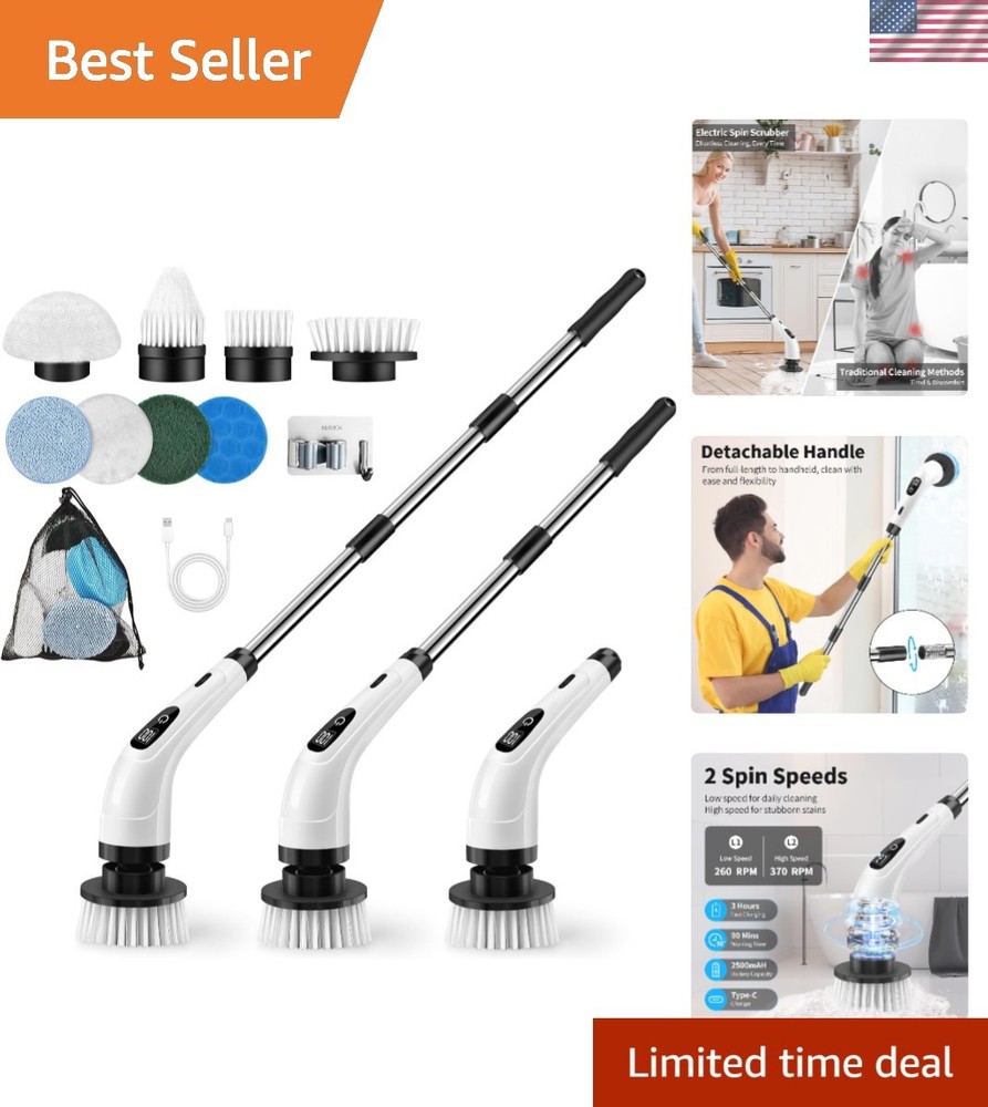 Electric Spin Scrubber - Waterproof, Rechargeable & Lightweight with LED Display
