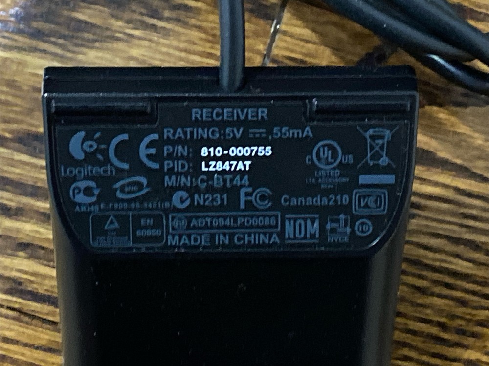 Black Logitech Wireless USB Computer Keyboard & Mouse Receiver C-BT44 810-000755