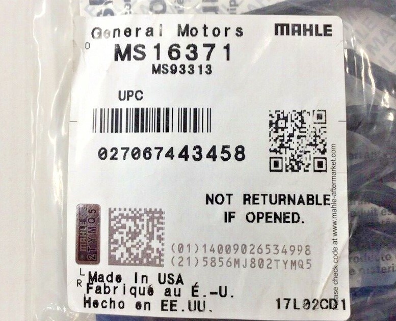 Mahle MS16371 Engine Intake Manifold Gasket Set MS93313