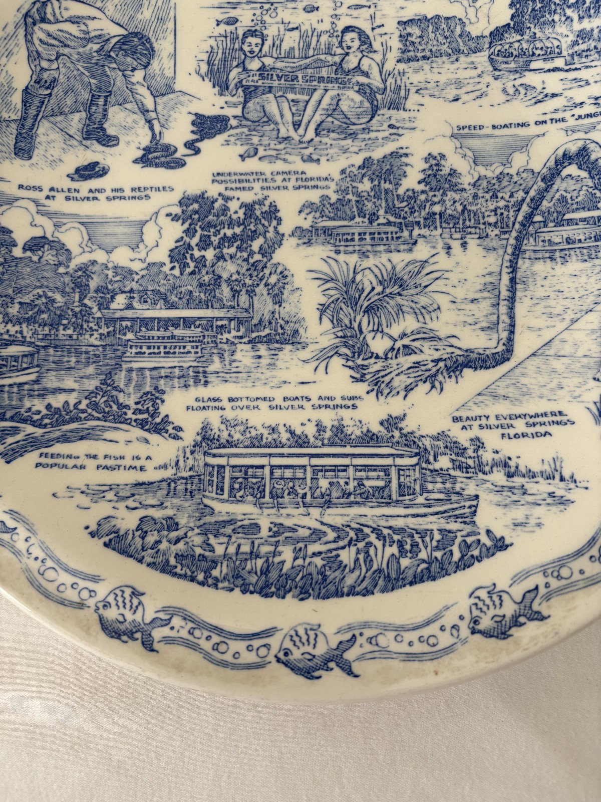 Silver Springs, Florida Rare Vintage Souvenir Plate By Vernon Kilns Exc. Cond.