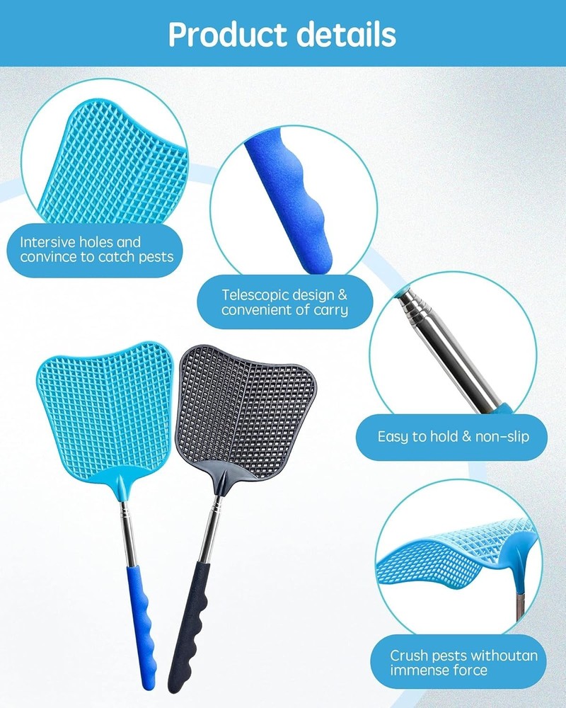 Efficient Insect Control - Heavy Duty Fly Swatter Set with Telescopic Handles