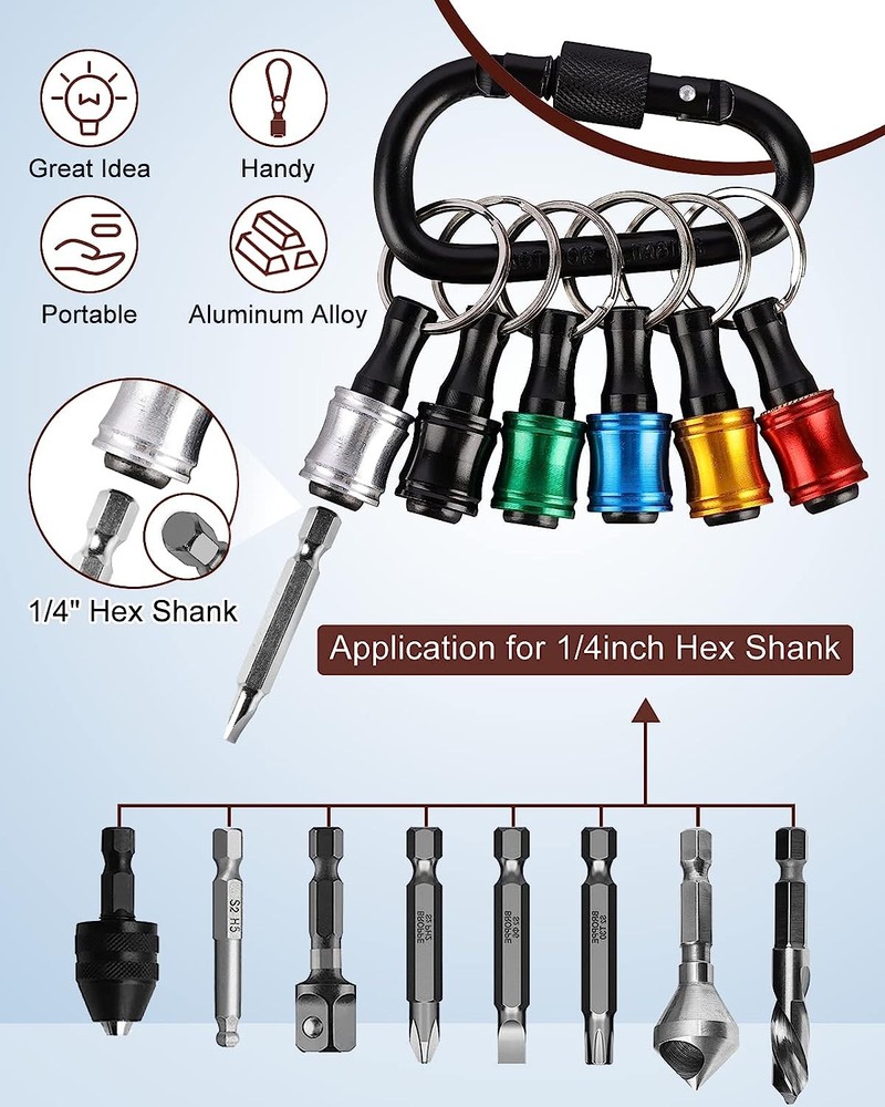 14PCS 1/4" Hex Shank Quick Release Keychain Screwdriver Drill Bit Holder Bit Set