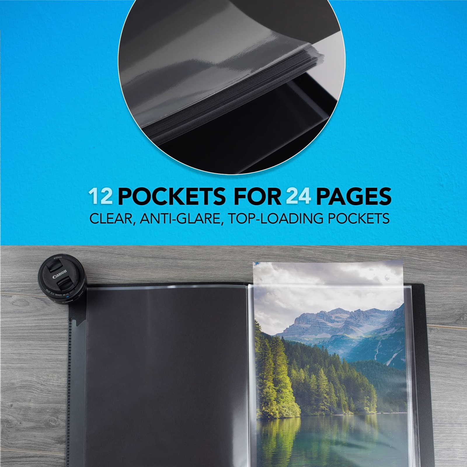 Itoya ProFolio Expo 8-1/2" x 11" Black Art Portfolio Binder 8 1/2 x 11, Clear