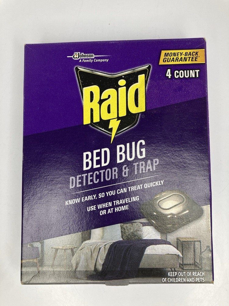 Raid Bed Bug Detector & Trap 4 Count Indoor Use, Easy Setup, Fast Detection NEW