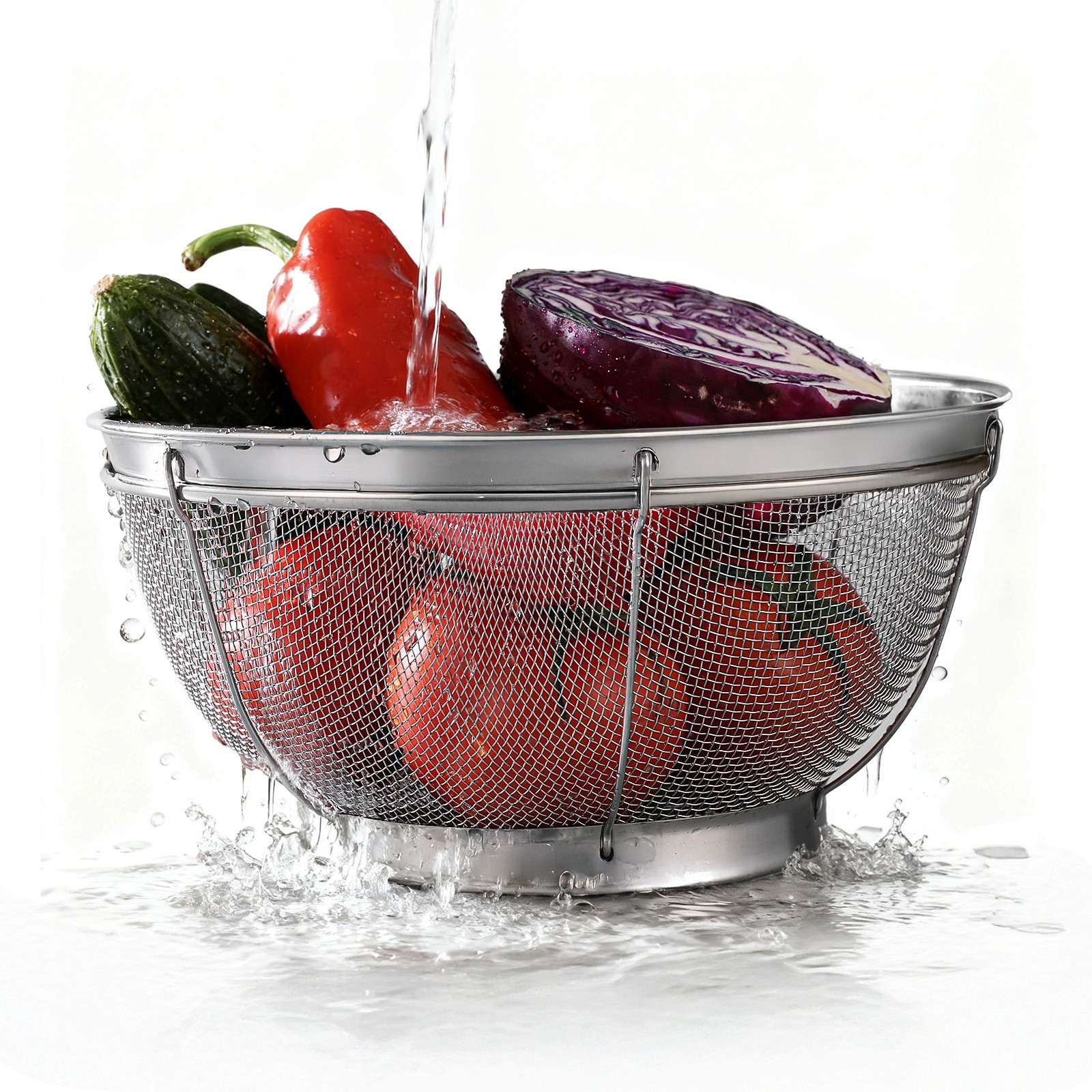 tastyWay 3pc Colander Set Stainless Steel Kitchen Mesh Strainer Net Baskets