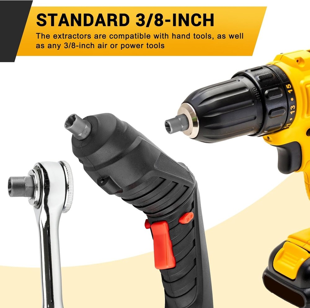 14pc Impact Bolt & Nut Remover Set 3/8" Drive Bolt Extractor Tool Kit With Case