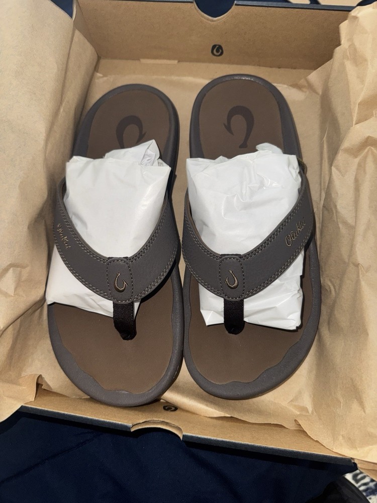 Olukai Ohana Flip Flops for Men, Size 10US - Dark Java Ray