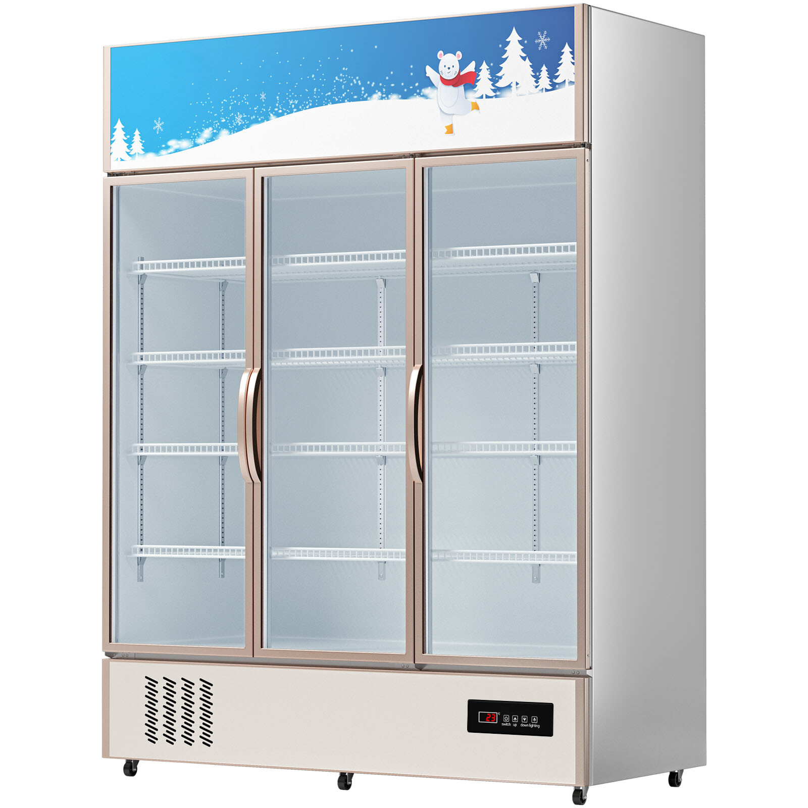 59'' Commercial Merchandiser Refrigerator 35 Cu.ft Beverage Cooler 3 Glass Doors