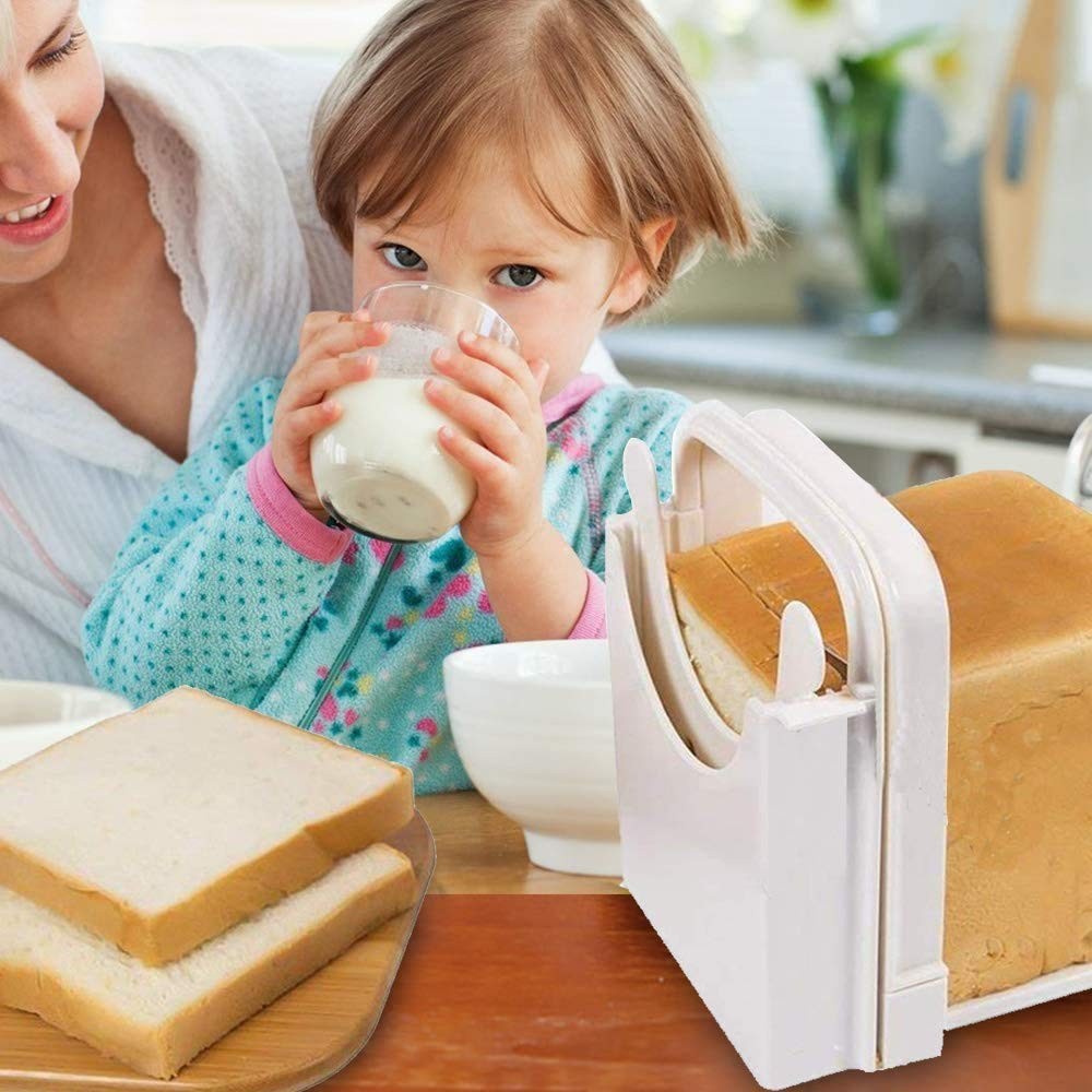 Fastwolf Bread Slicer,Adjustable Toast Slicer Cutting Guide /, White