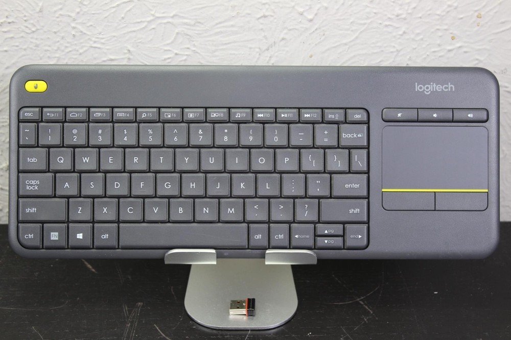 Logitech K400+ Plus Wireless Touch Keyboard Touchpad for PC TVs W/ USB Dongle
