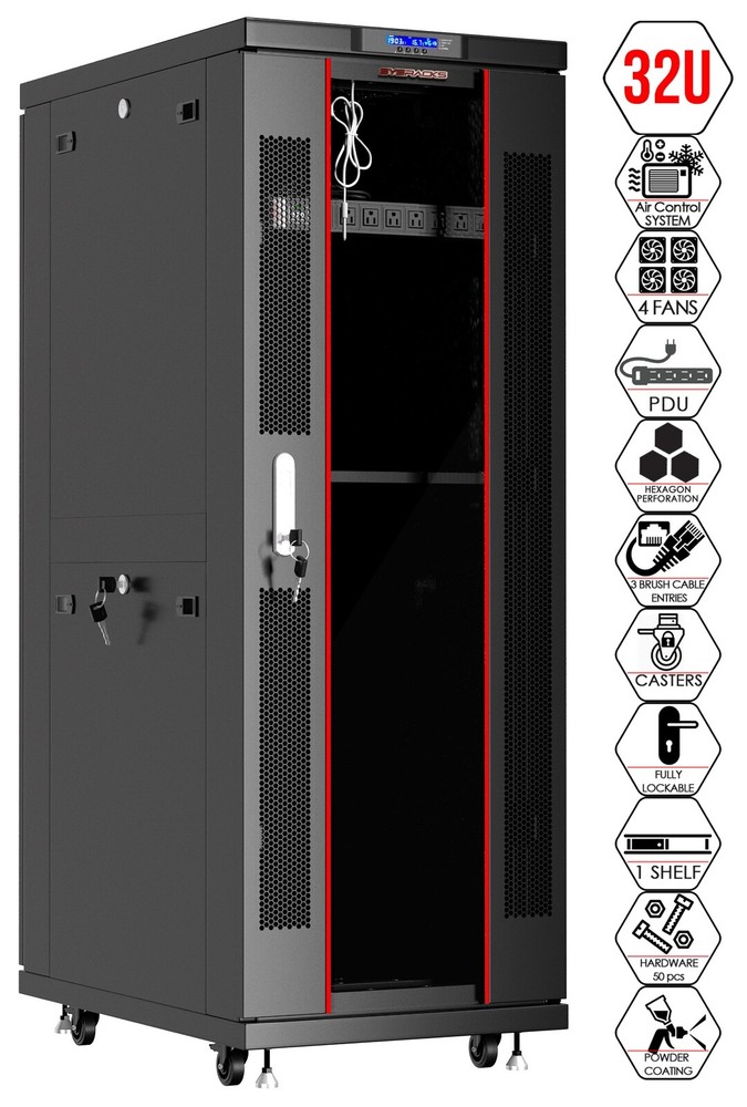 Sysracks 32U 32'' Deep IT Network Data Server Rack Cabinet