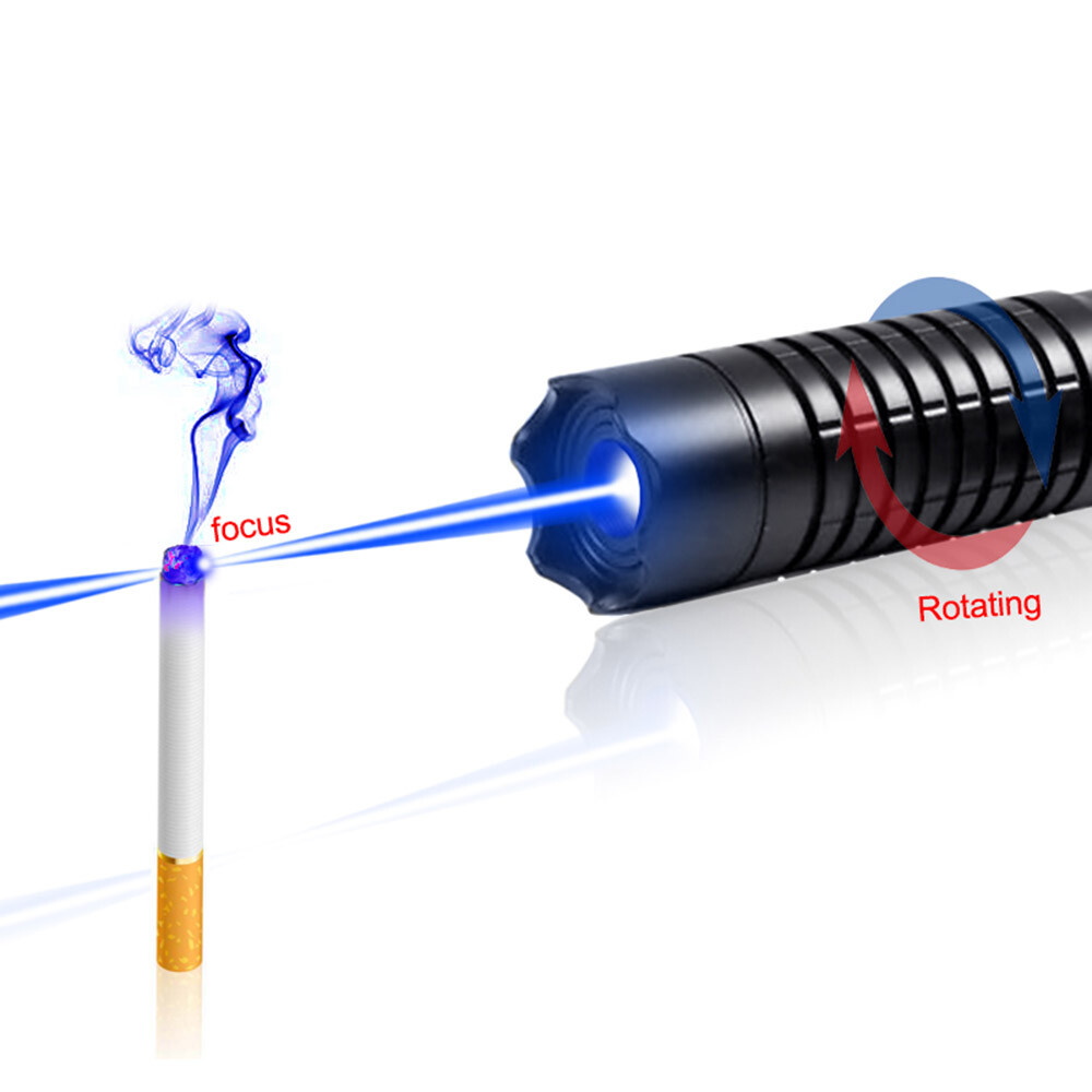 LMM6B Adjustable Focus 450nm Blue Laser Pointer Visible Beam Light & AL Case