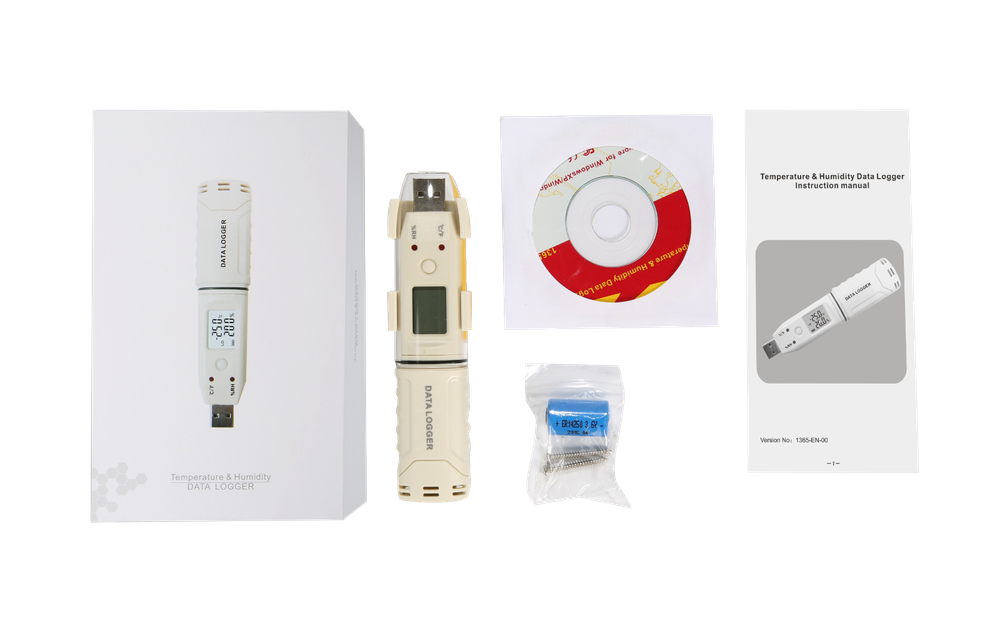 Temperature Humidity USB Data Logger -30C-80C 0-100%RH Memory 32256 Li-Battery