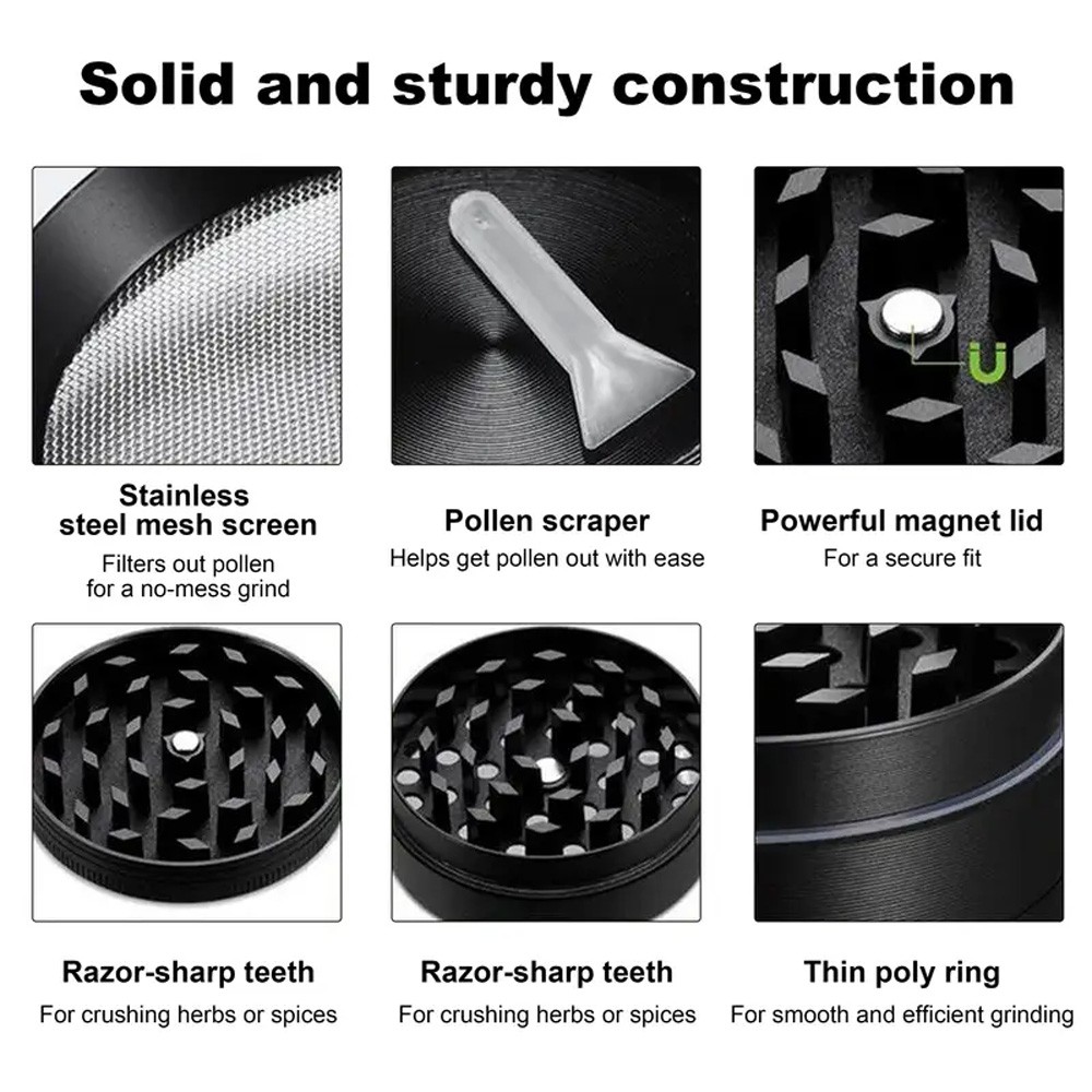 Tobacco Herb Grinder 3 inch 4 Layer Spice Herbal Metal Smoke Crusher Scraper