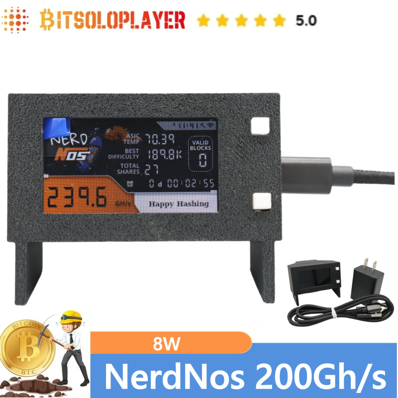 Nerdnos Nerdminer 80~260gh/s Ultra-Efficient 8W Eco-Friendly Bitcoin Mining Asic