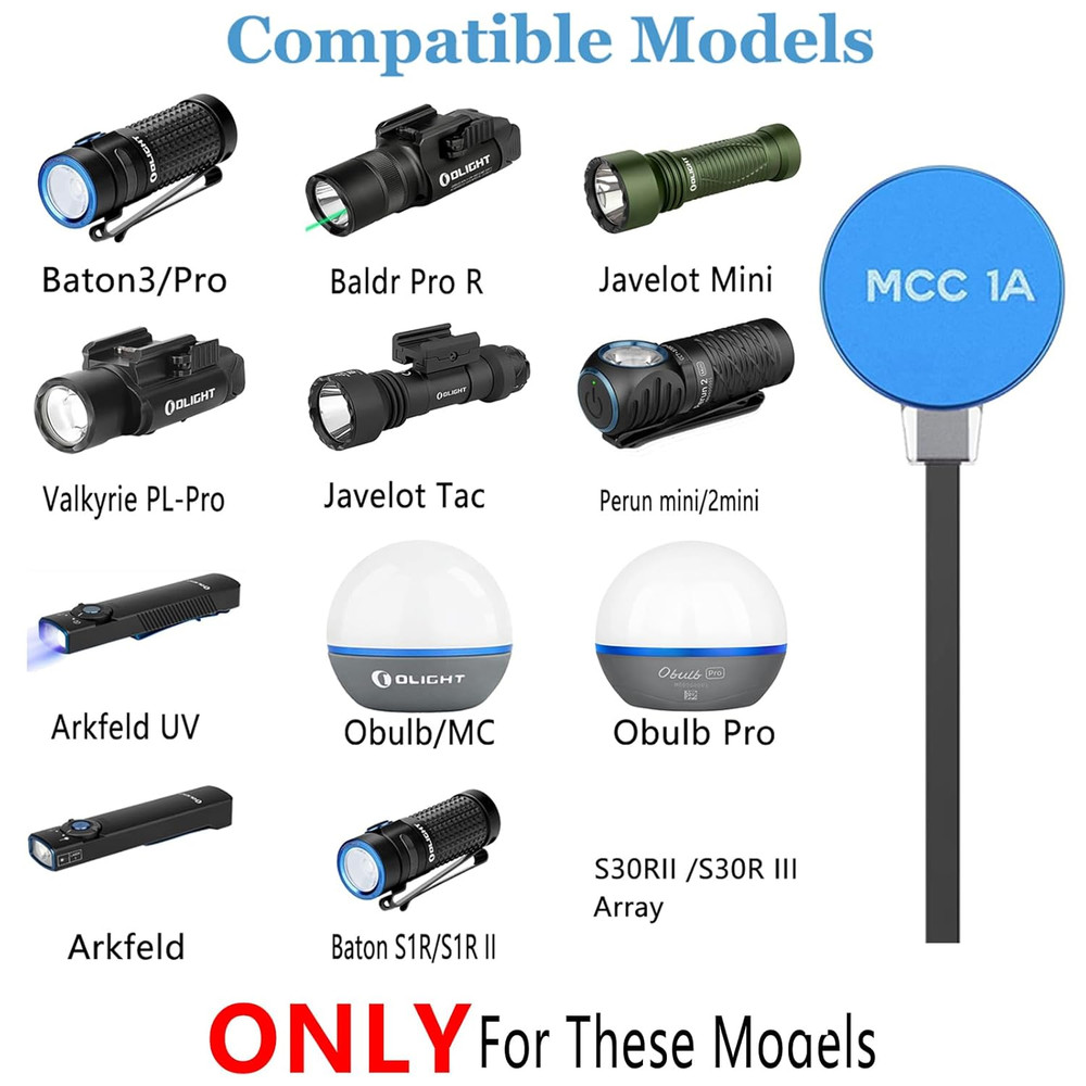 Threeeggs for Olight Arkfeld Charger, MCC 1A Charging Cable for Arkfeld UV