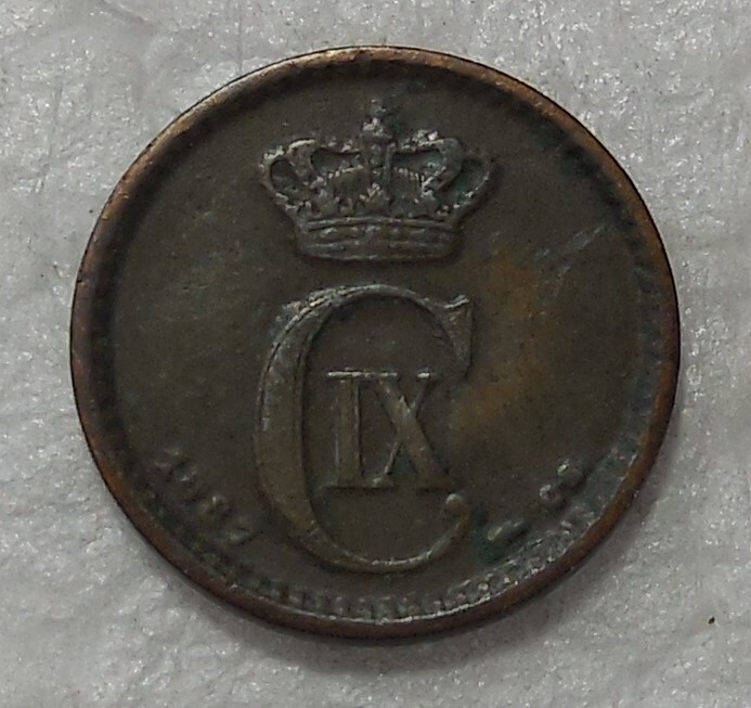 1887 DENMARK 1 ORE BRONZE COIN