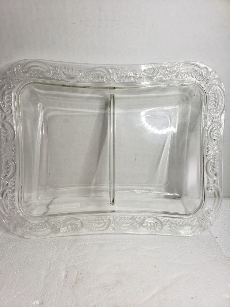 Vintage Clear Federal Glass Divided Dish Serving Tray